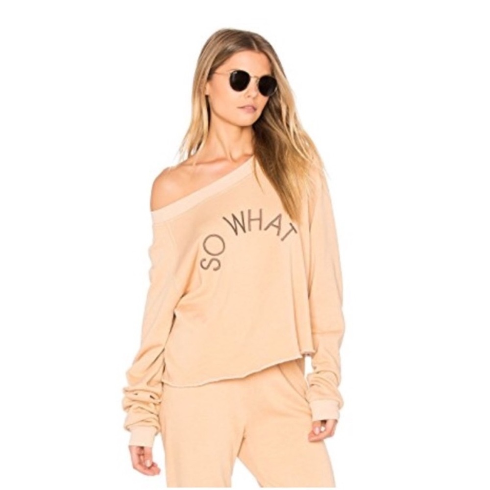 WILDFOX So What Cropped Sweatshirt in Desert Dunes Sz S